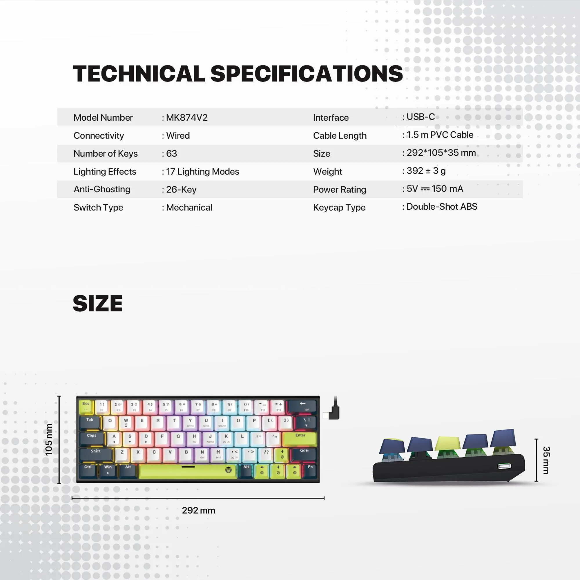 Fantech Atom 63 MK874V2 Mechanical Keyboard 4