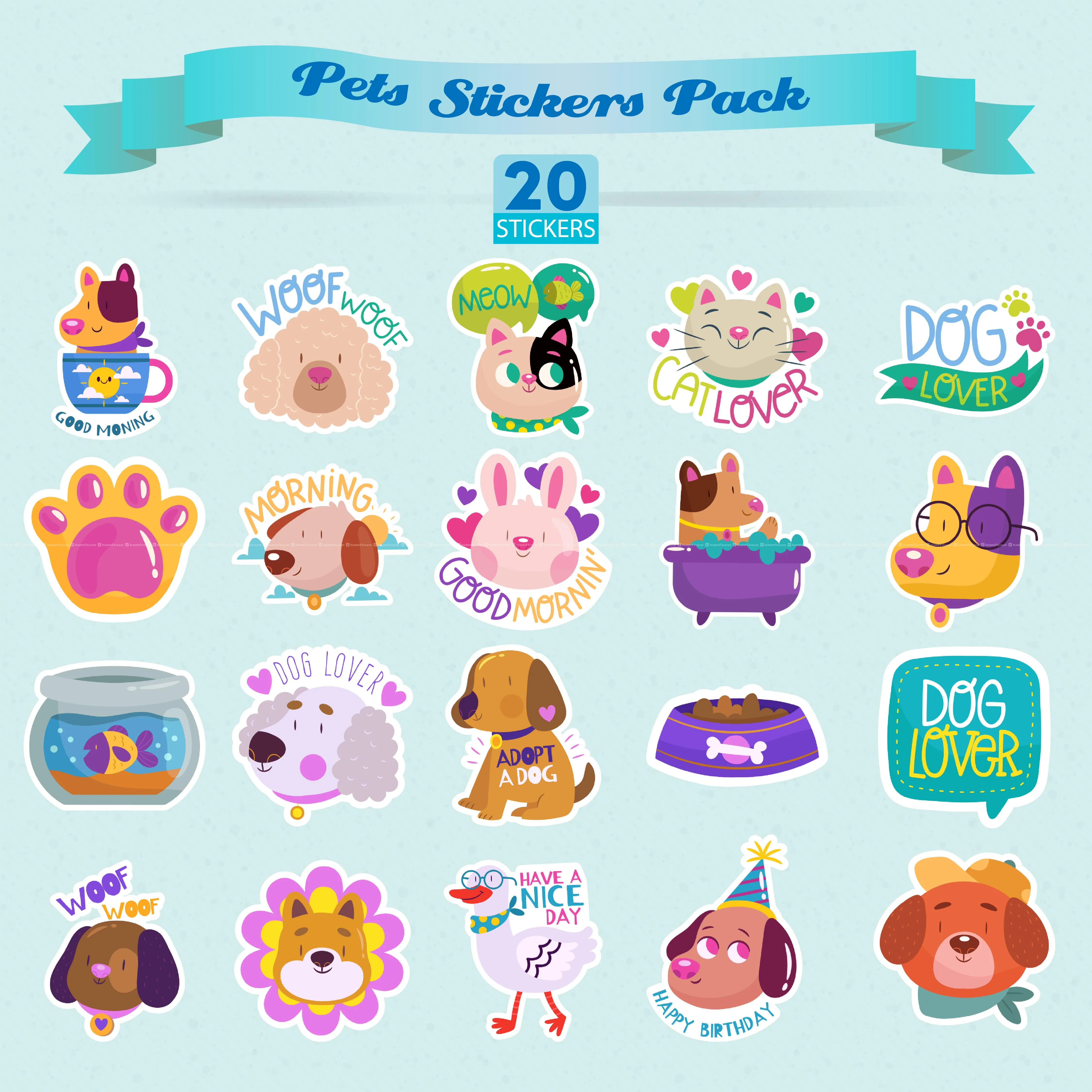 Pets Stickers Pack - 20 pcs