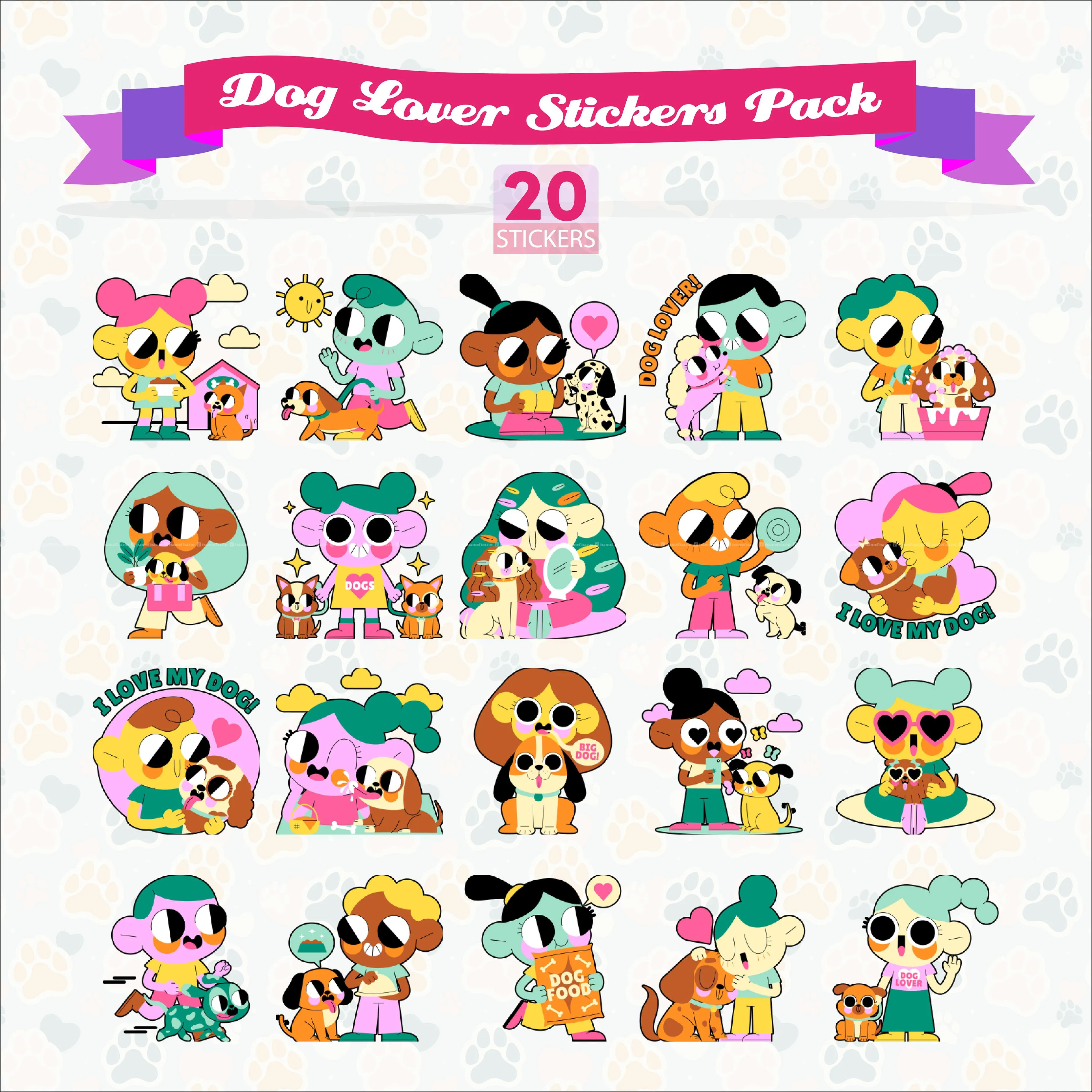 Dog Lover Sticker Set - 20 pcs