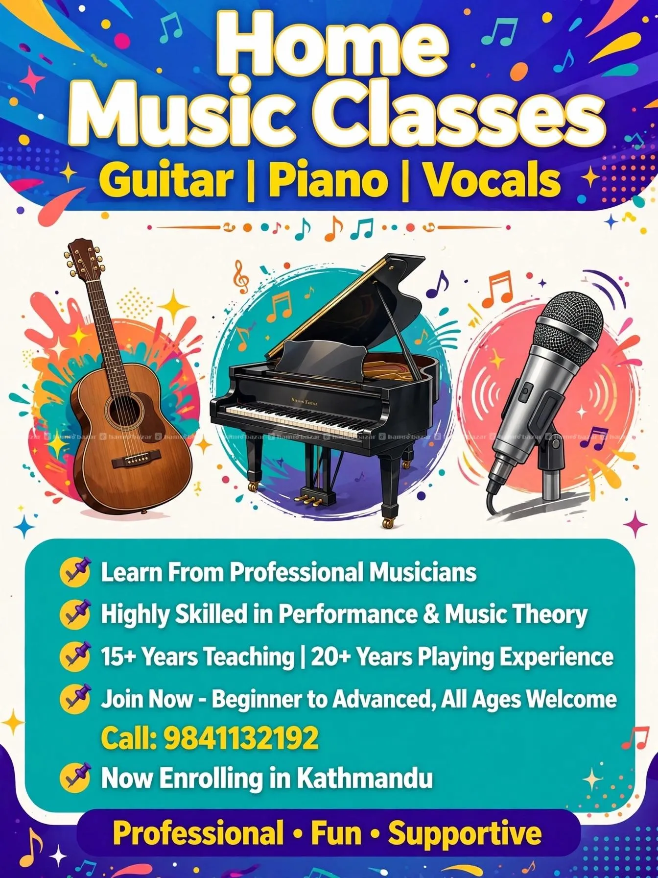 MUSIC CLASSES (GUITARS/VOCALS/PIANO)