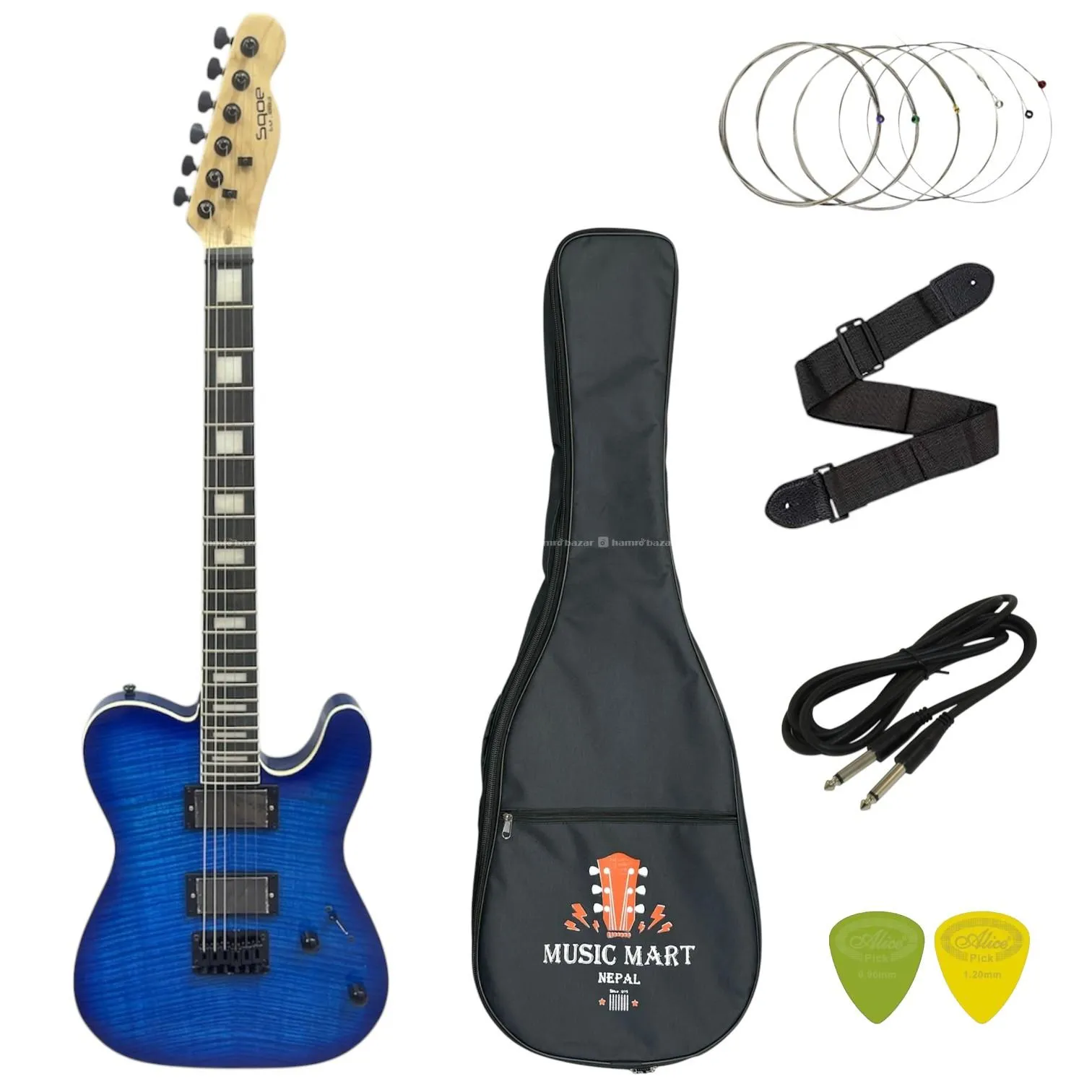 SQOE Telecaster Electric Guitar - Blue