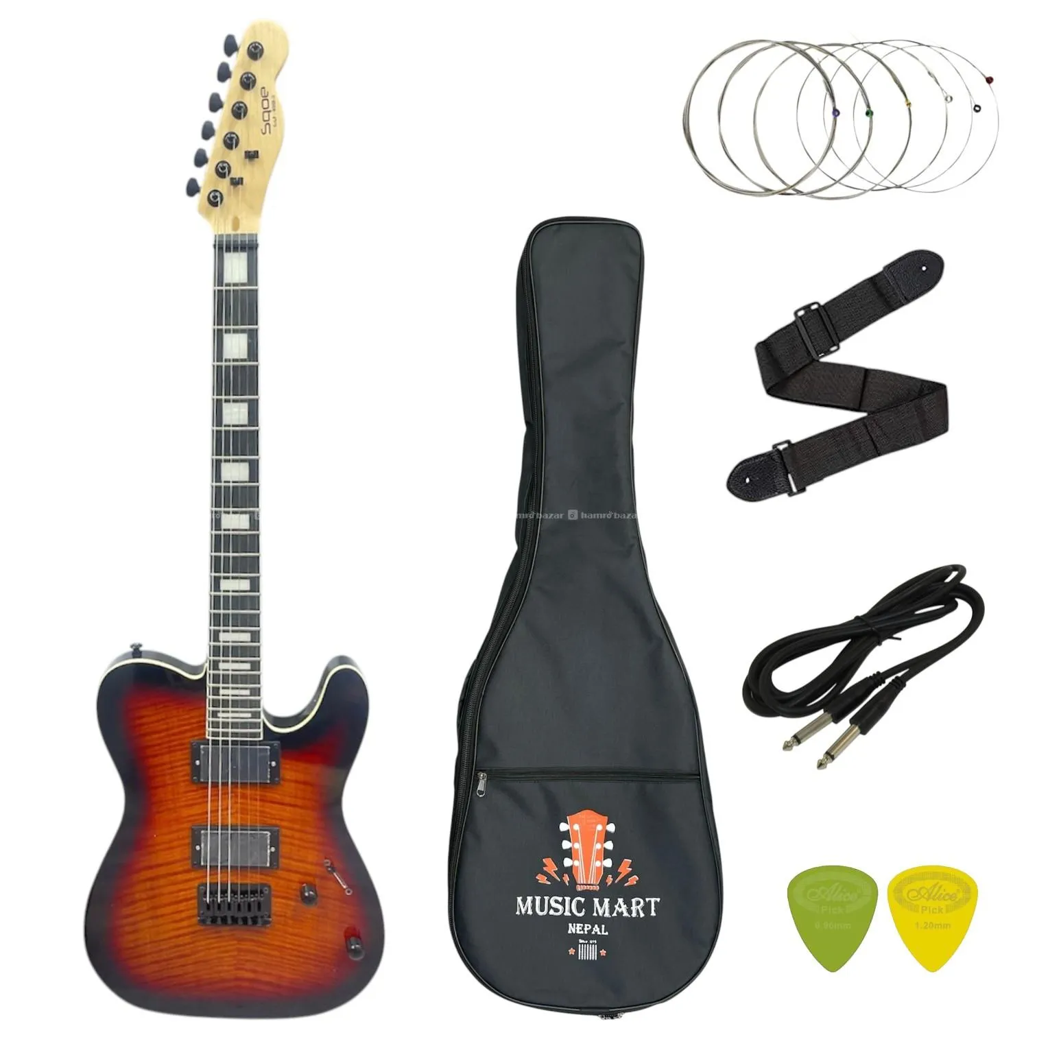 SQOE Telecaster Electric Guitar-SB