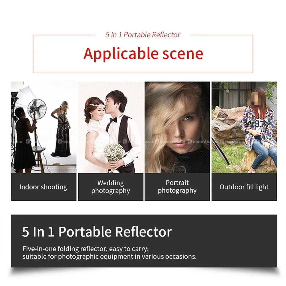 5-in-1 Portable Reflector (6 ft / 120×180 cm) 5