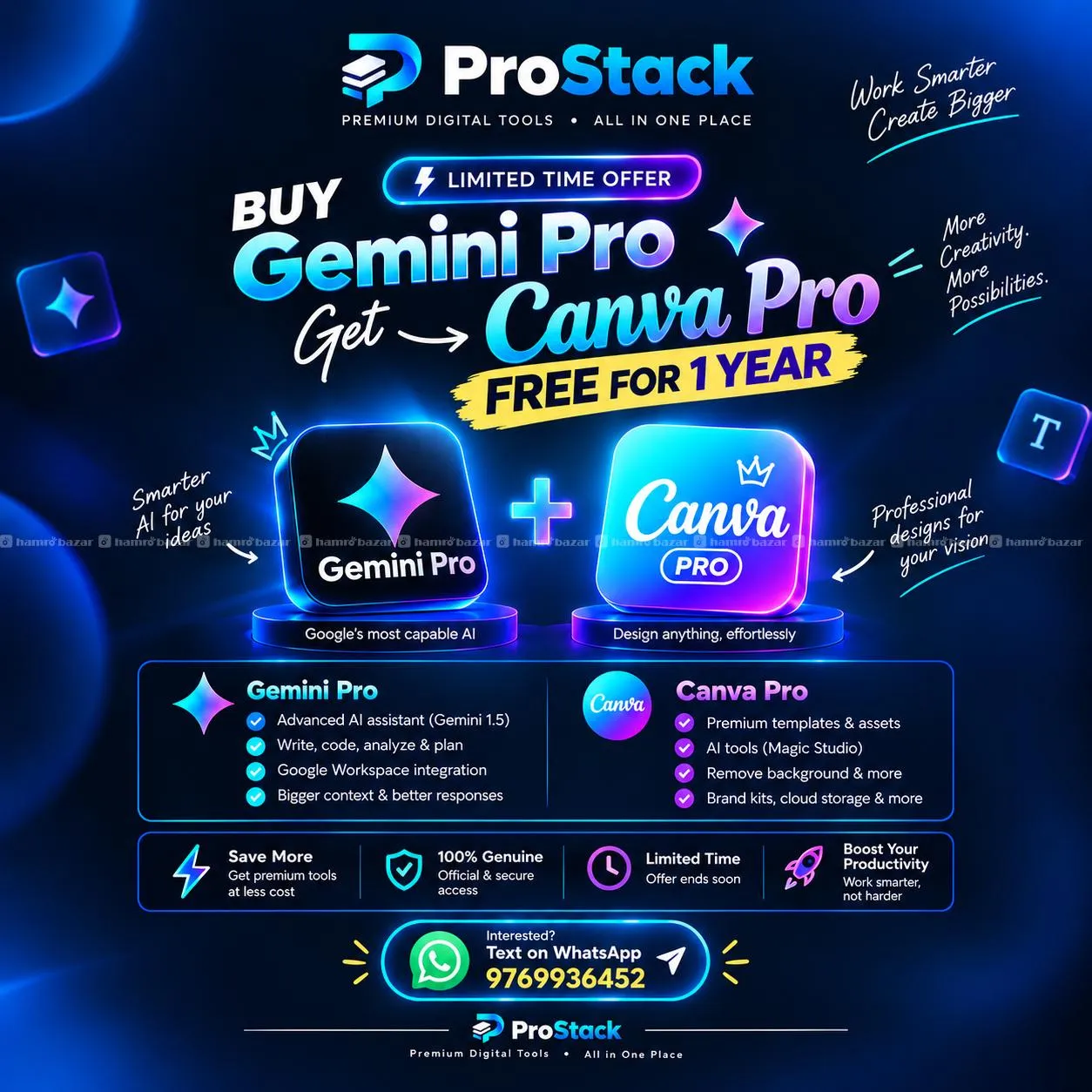Gemini Pro - 100% trusted and genuine. WhatsApp
