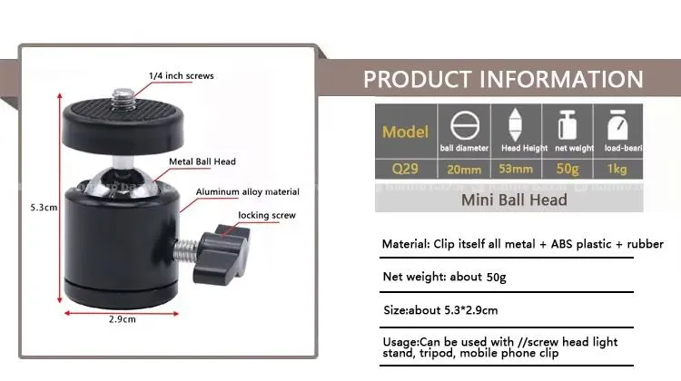 360° Rotating Mini Ball Head 8