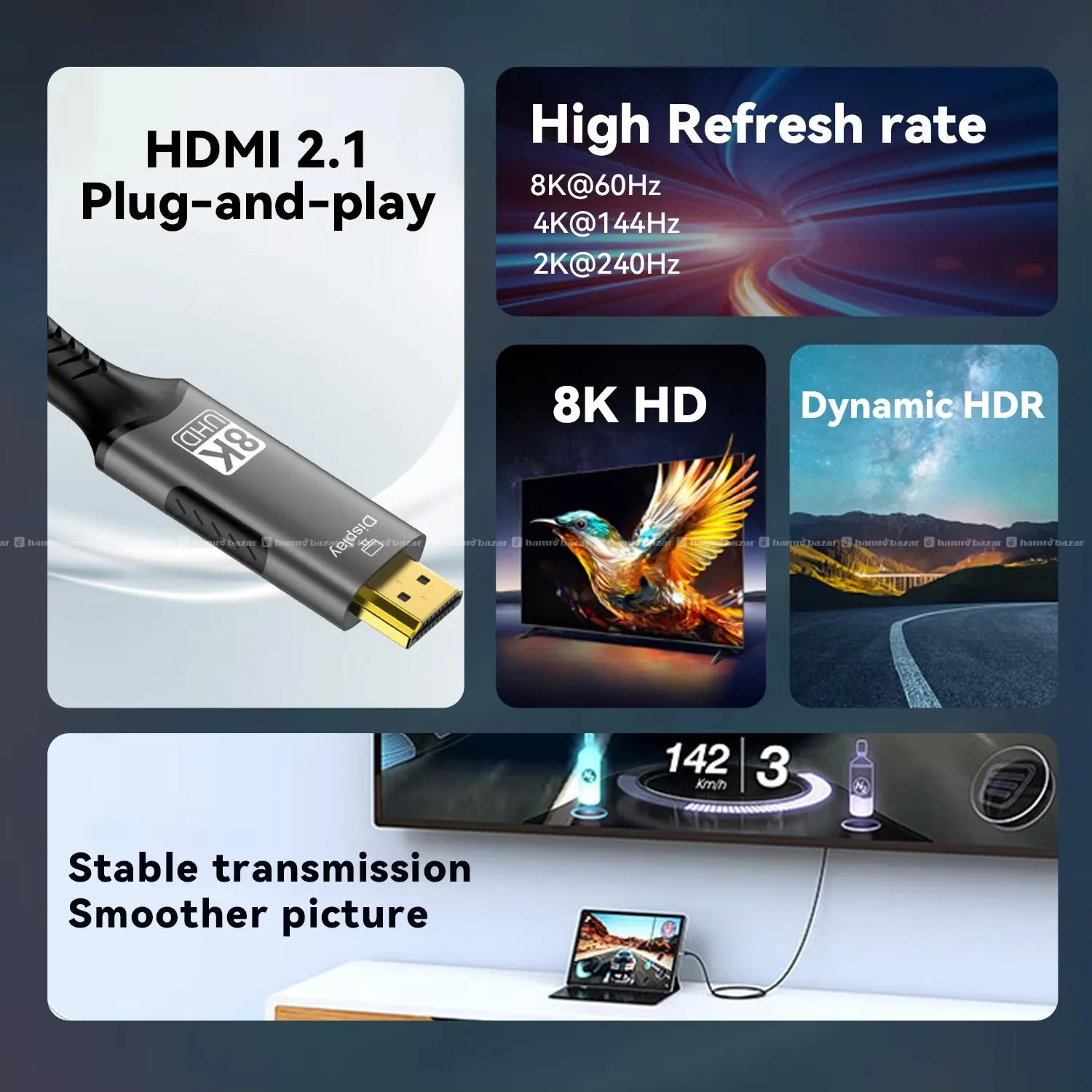 8K Type-C to HDMI 2.1 Cable (2 Meters) 8