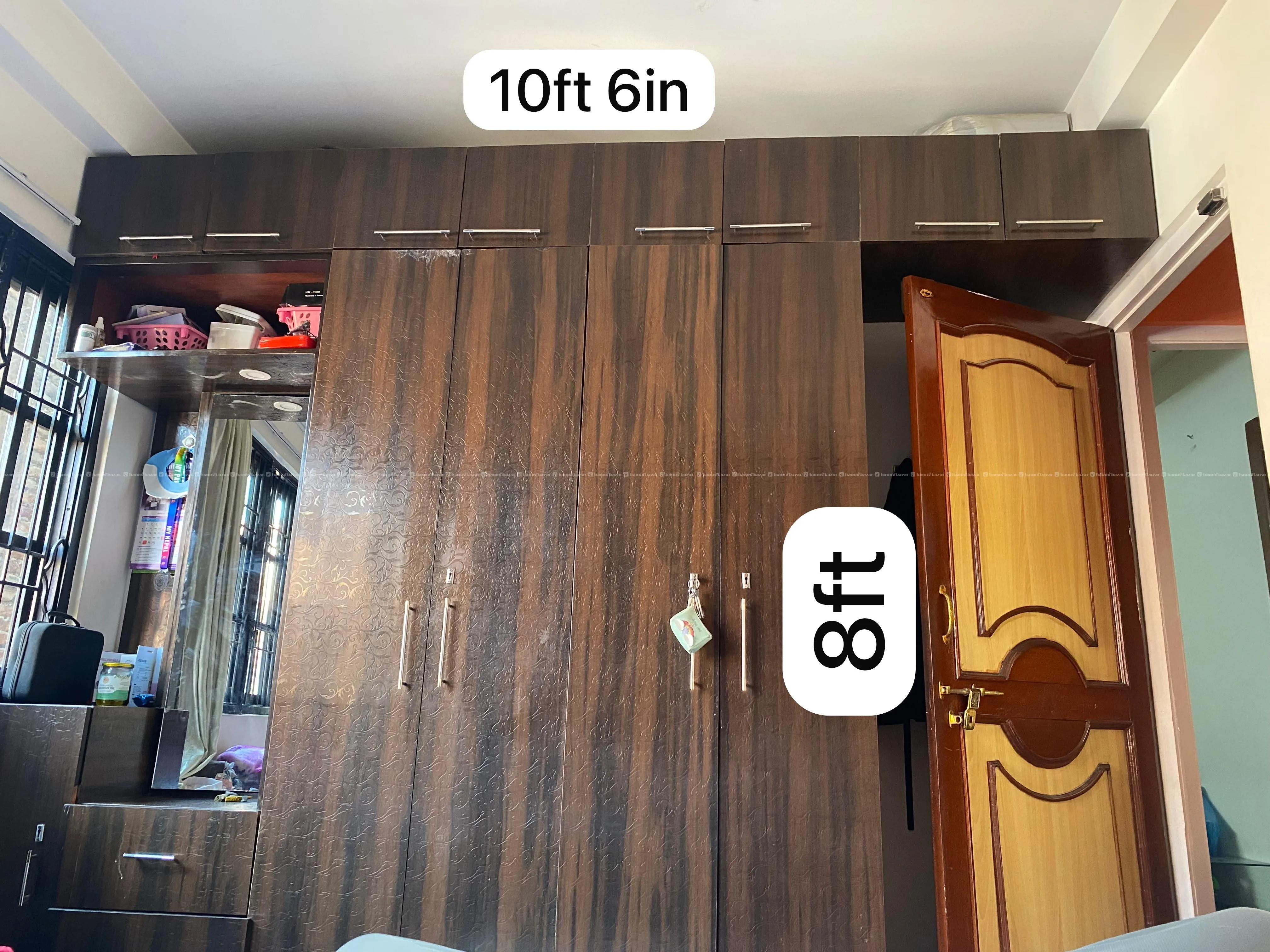 Bed and wardrobe