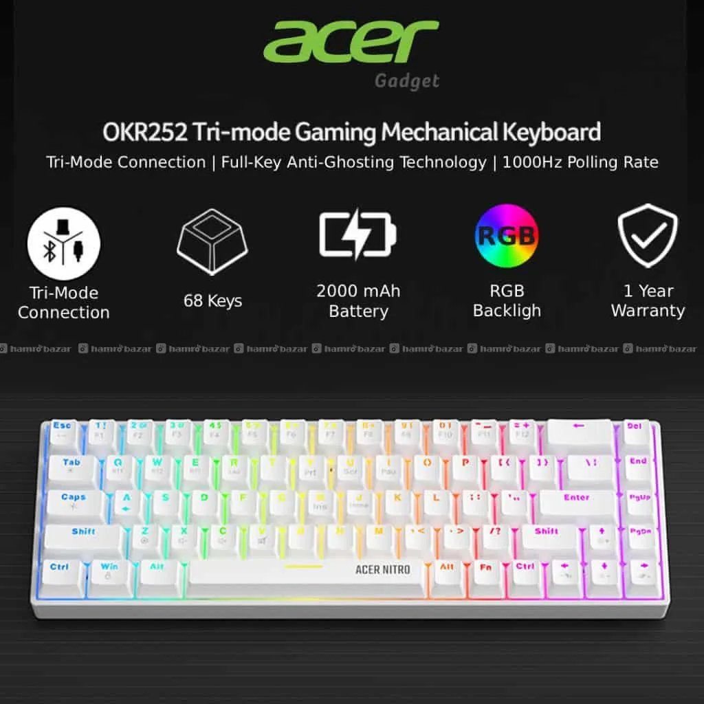 Acer Nitro OKR252 Tri-Mode gaming keyboard 3