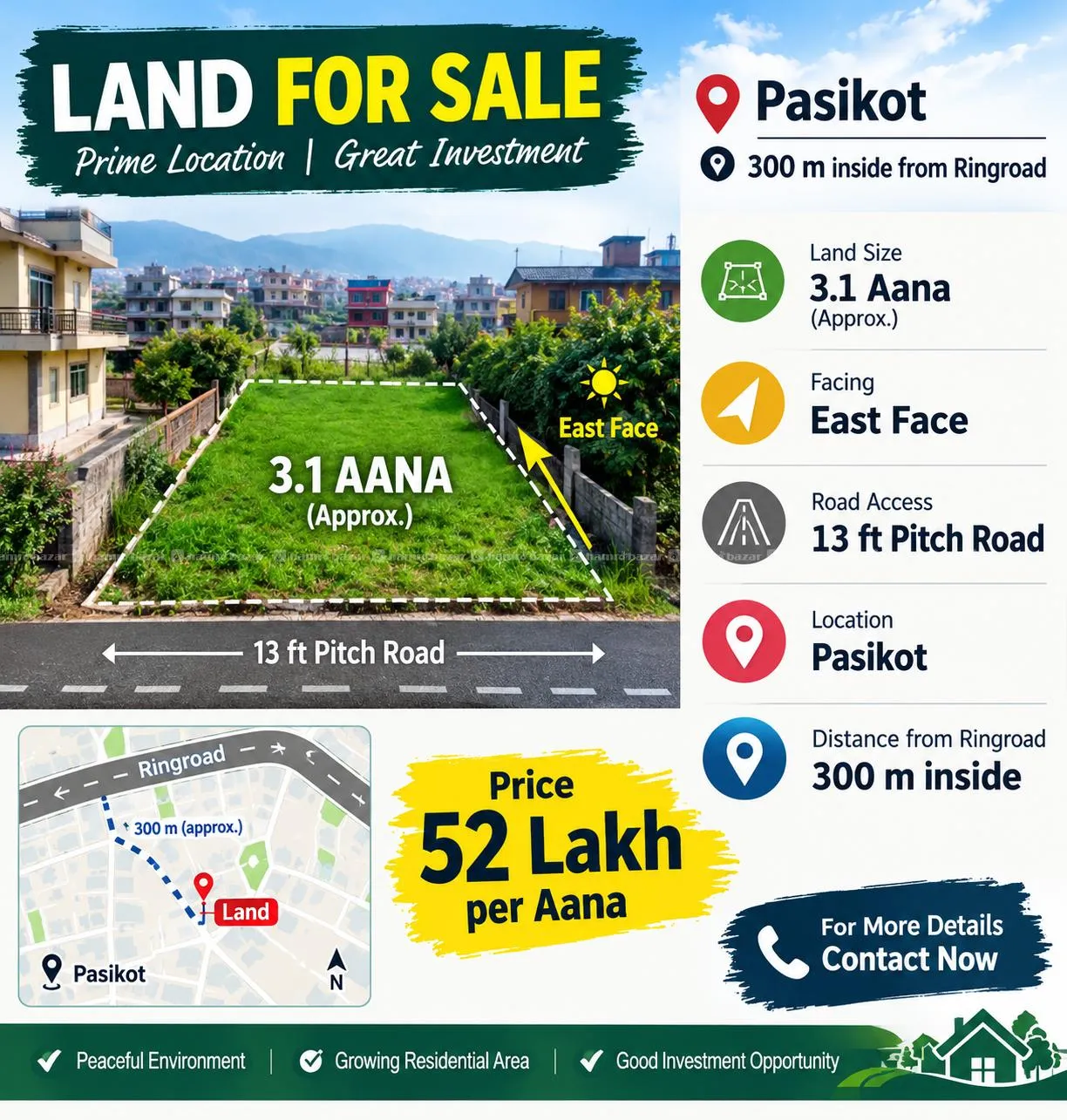 3.1 aana land on sale at pasikot east face