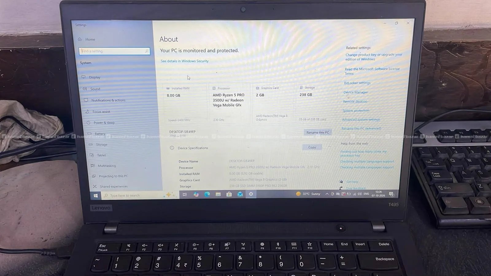 Thinkpad T495 ryzen 5 Pro