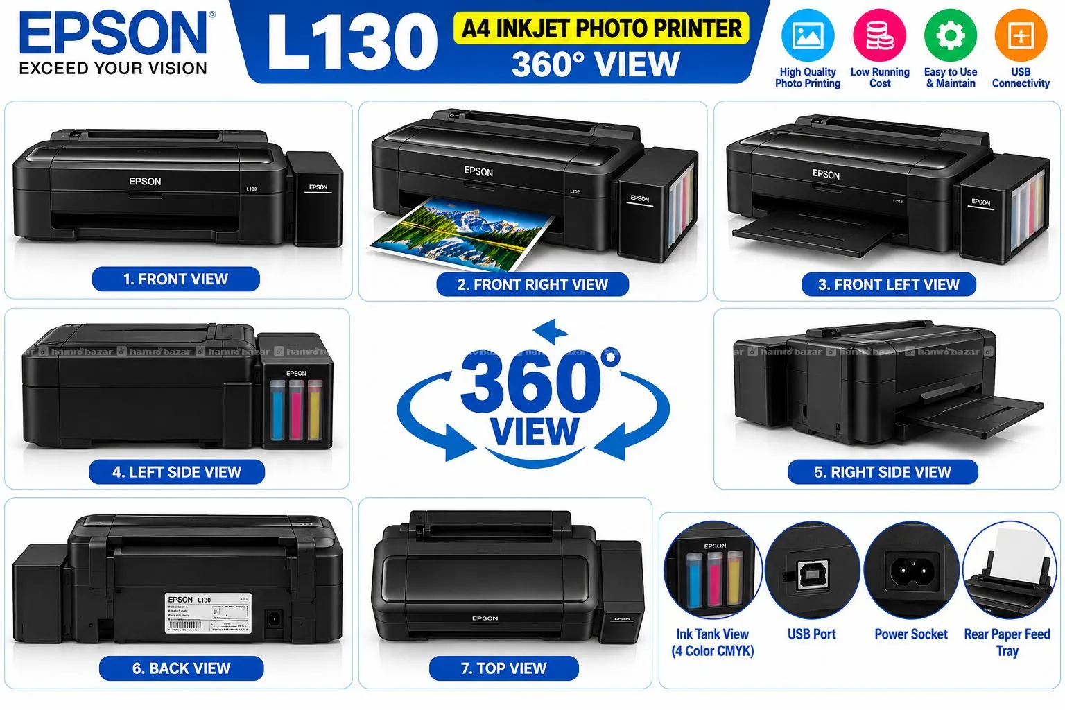 Epson L130 Inkjet Photo Printer 4Color Ink Tank 2