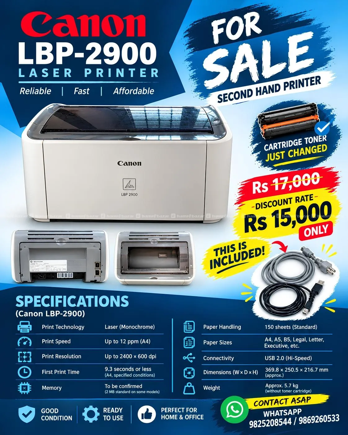 Canon LBP-2900 Laser Printer for Sale|Second Hand