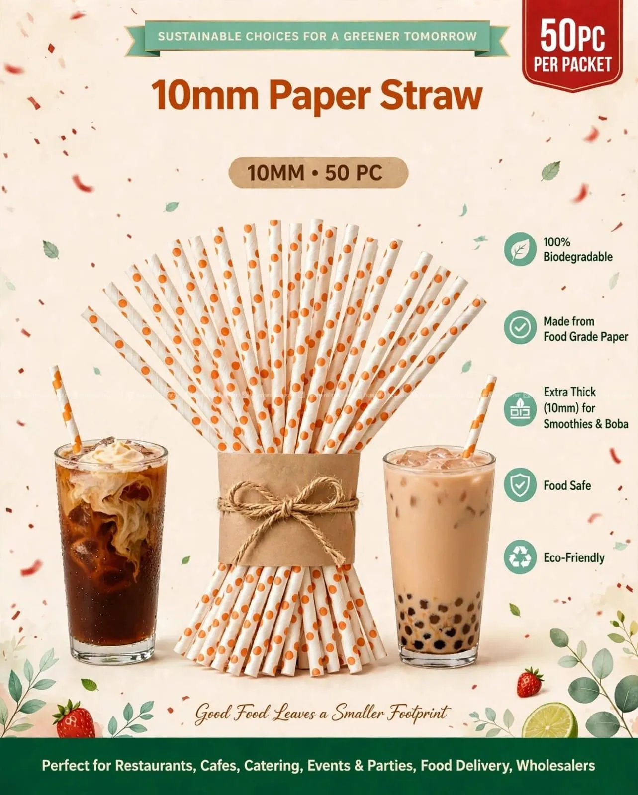 DISPOSABLE PAPER STRAW 10 MM | ECO-FRIENDLY