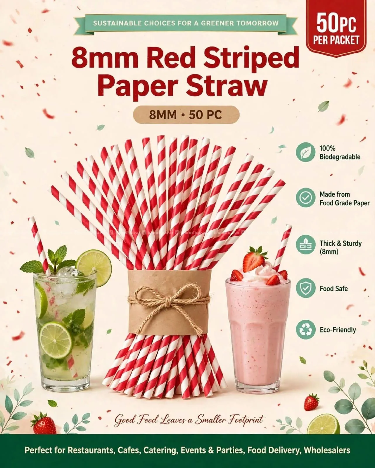 DISPOSABLE PAPER STRAW 8 MM | ECO-FRIENDLY