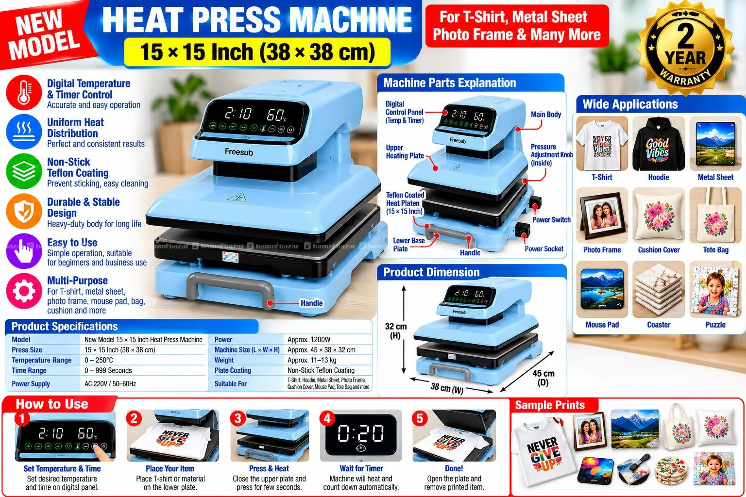 15*15 Inch Heatpress Machine New Model Automatic 2