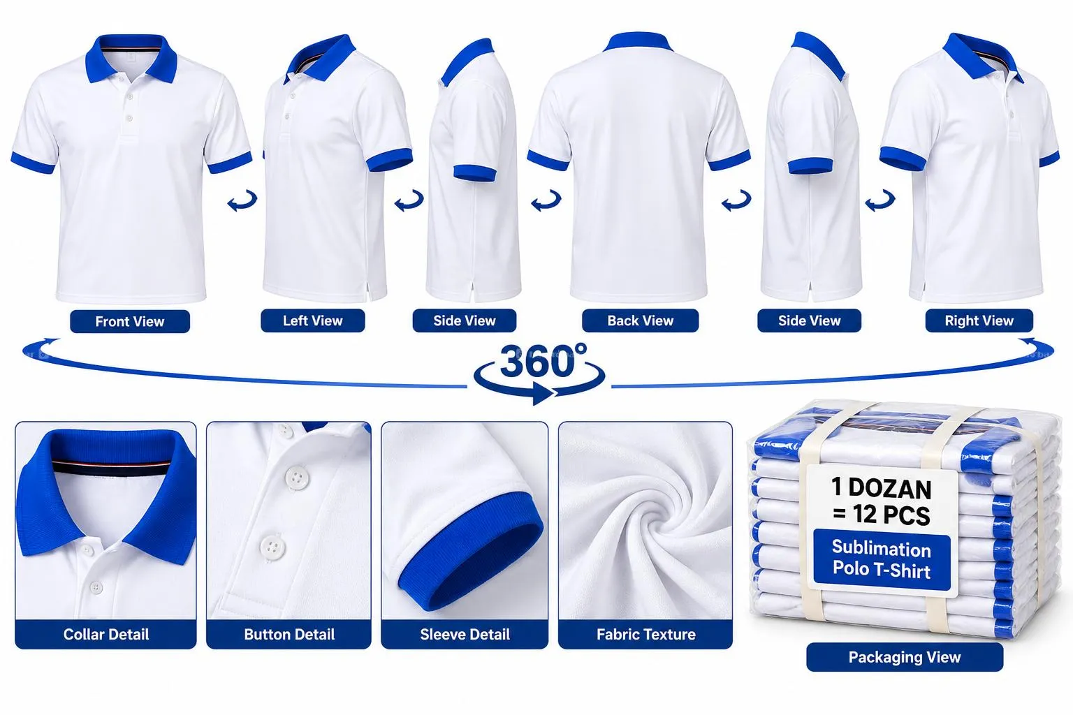 Sublimation Polo Tshirt Blue Color 3