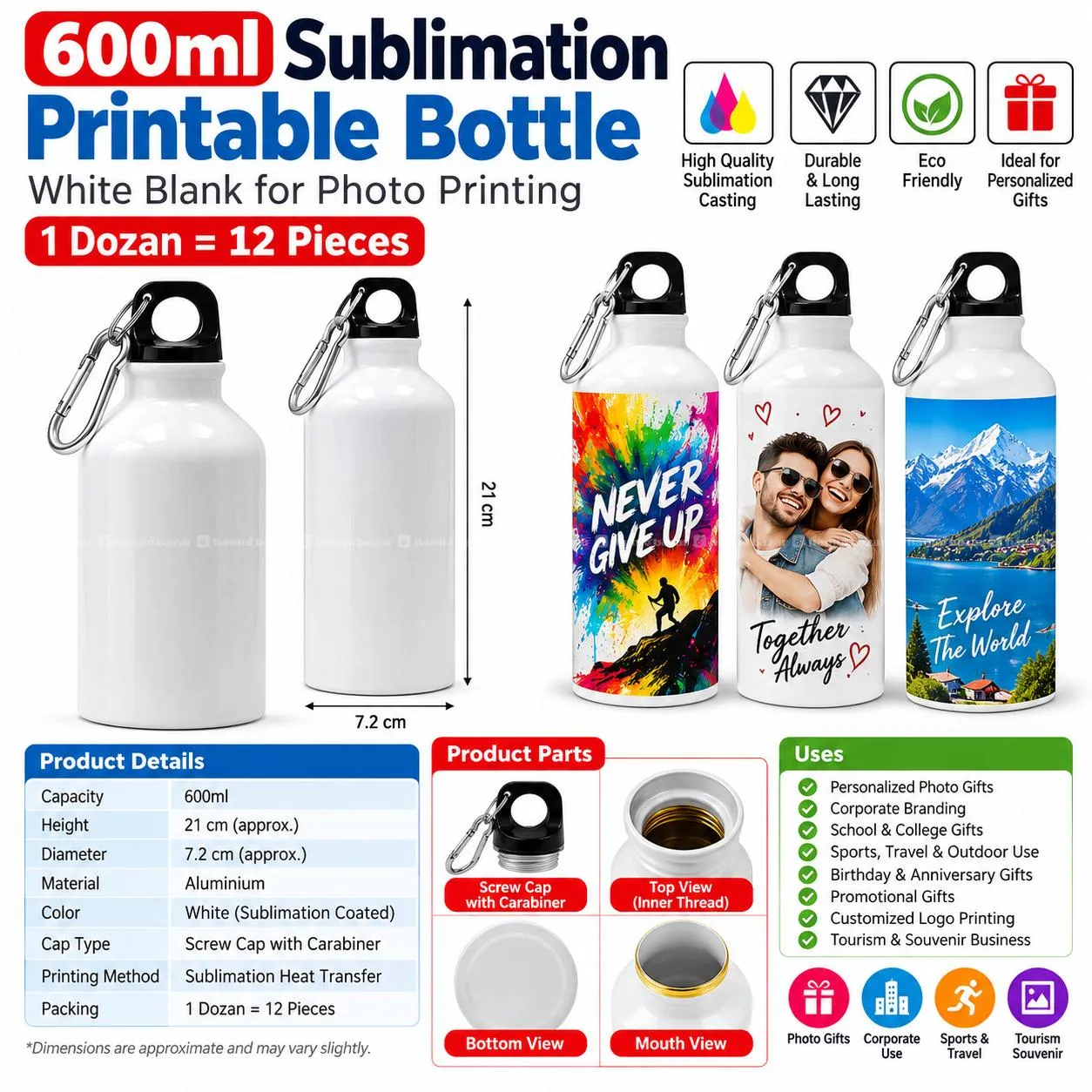 Sublimation Printable Bottle 600ML