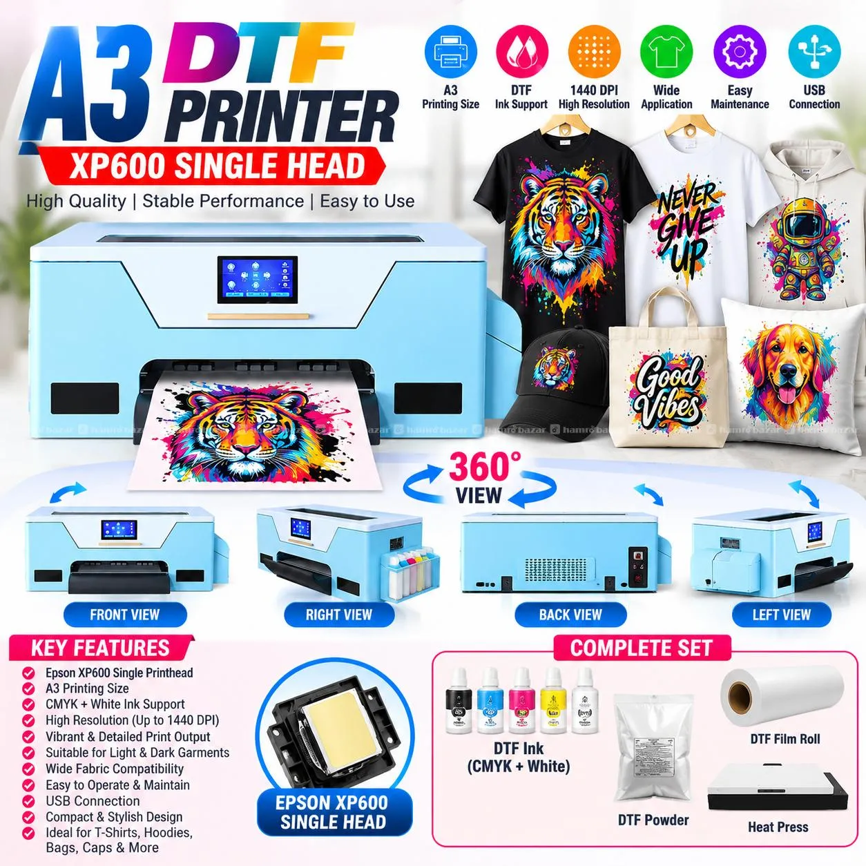 DTF Printer A3+ Size with Manual Dryer XP600 Head 3