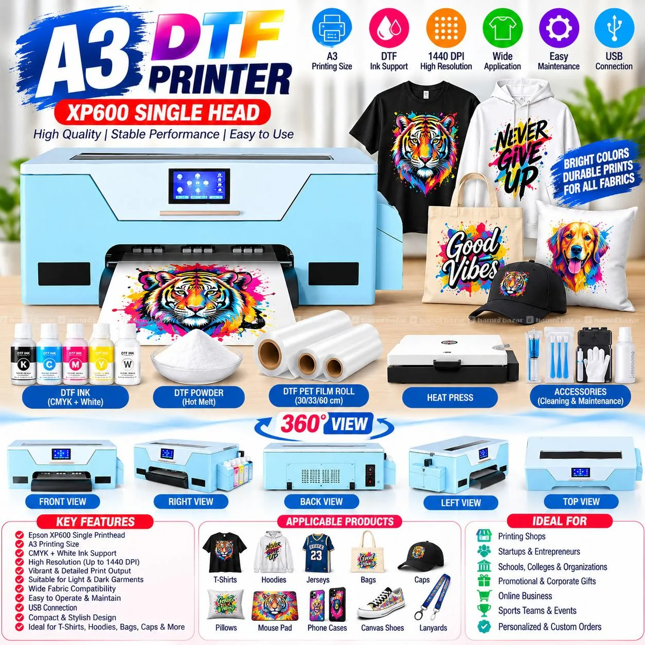 DTF Printer A3+ Size with Manual Dryer XP600 Head