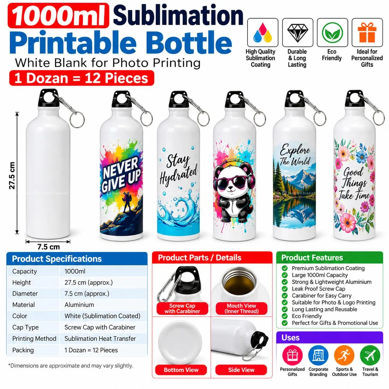 Sublimation Printable Bottle 1000ml