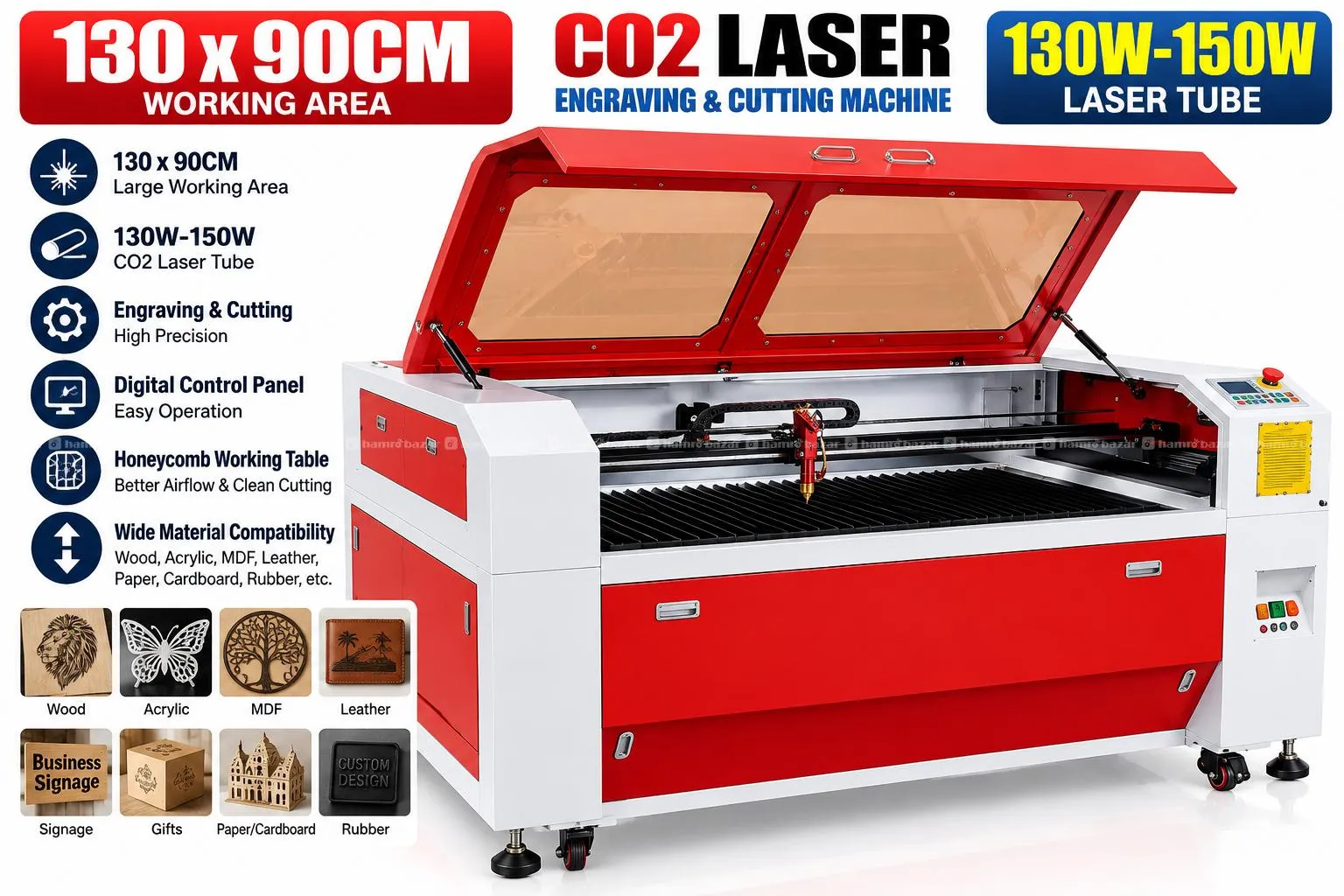 Co2 Laser & Engraving Machine Size 130*90CMCM