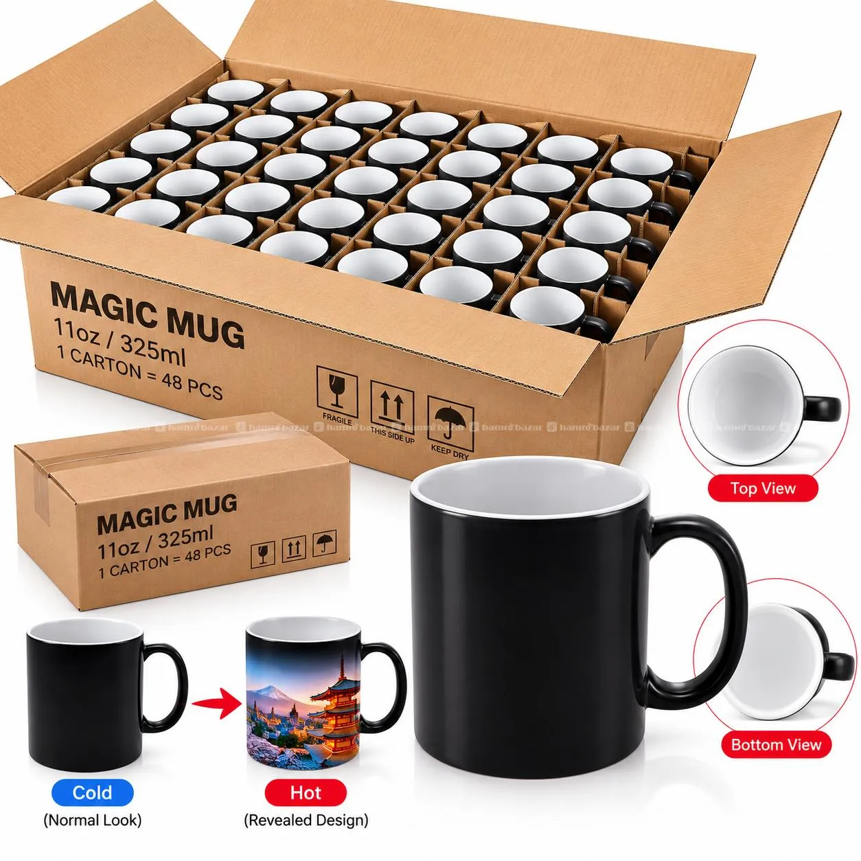 Sublimation Magic Mug Glossy Black Color