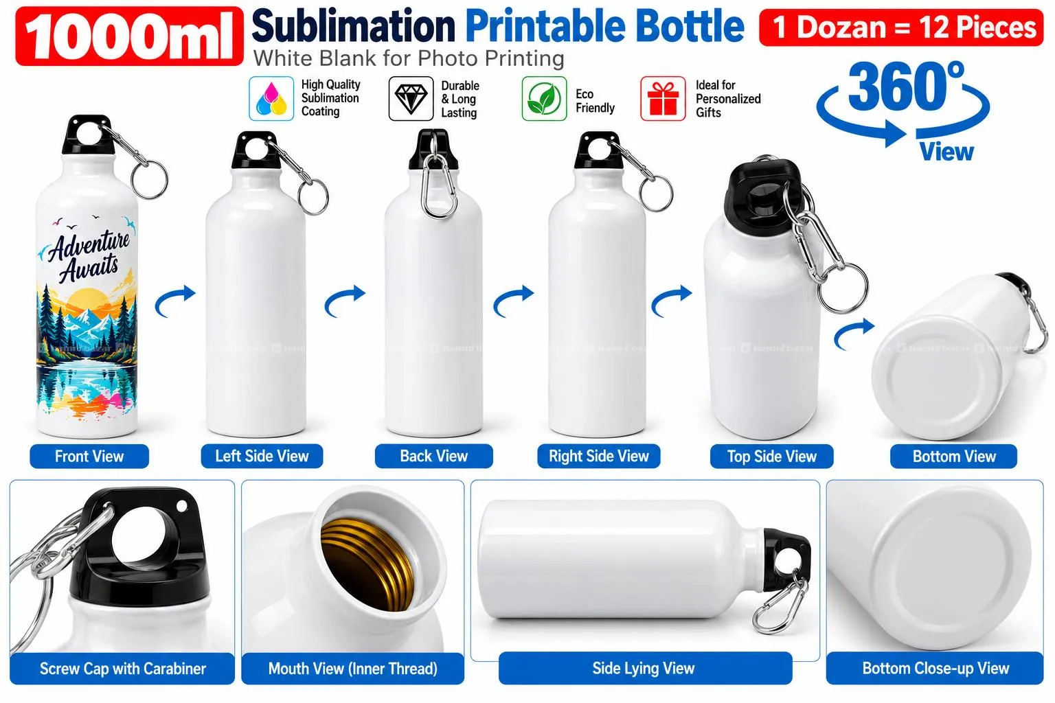Sublimation Printable Bottle 1000ml 2