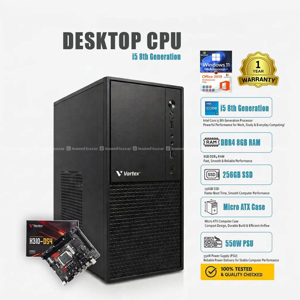 Desktop PC I5 8th Gen | 8gb RAM | 256GB SSD