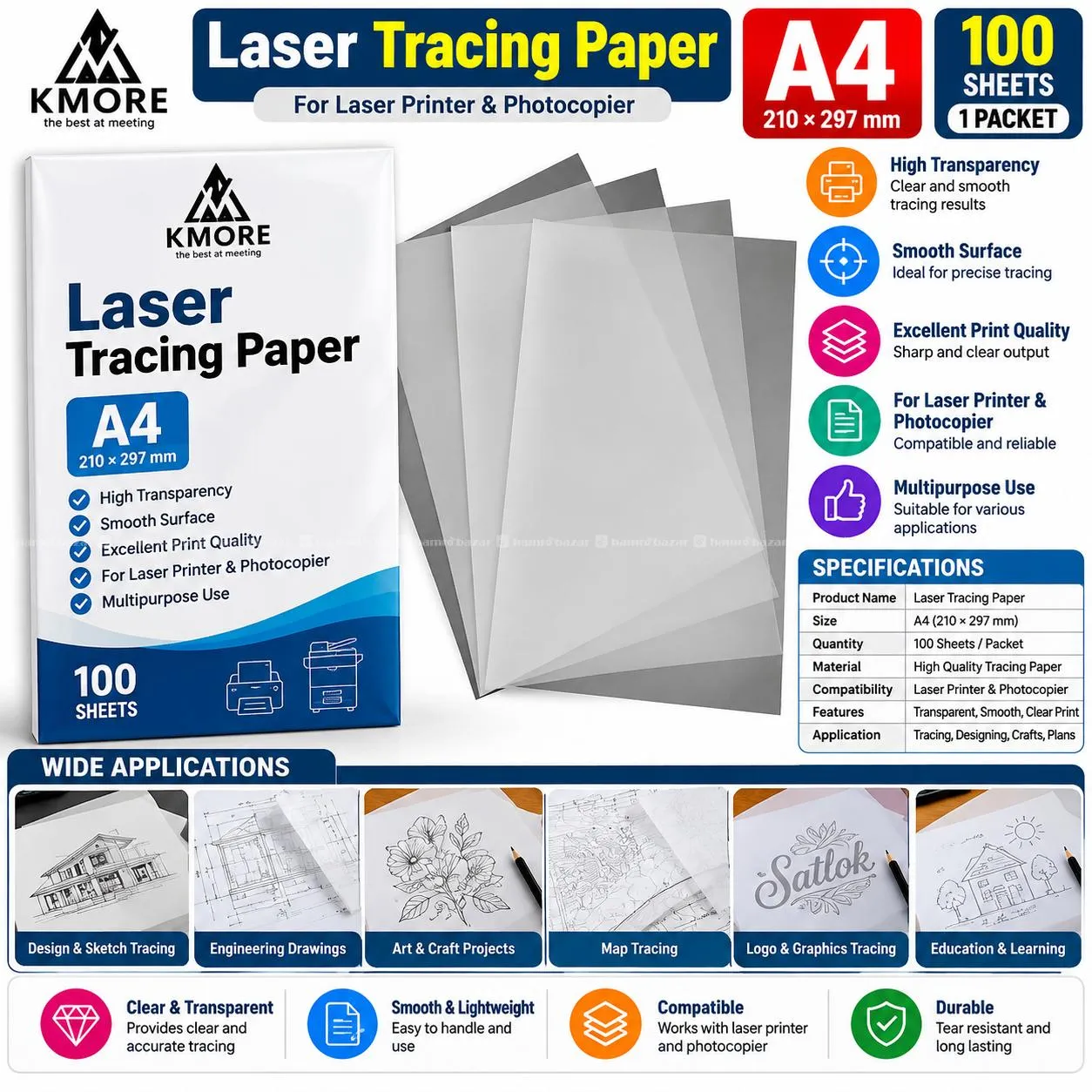 Laser Tracing Paper A4 Size 100 Sheet 1 Packet