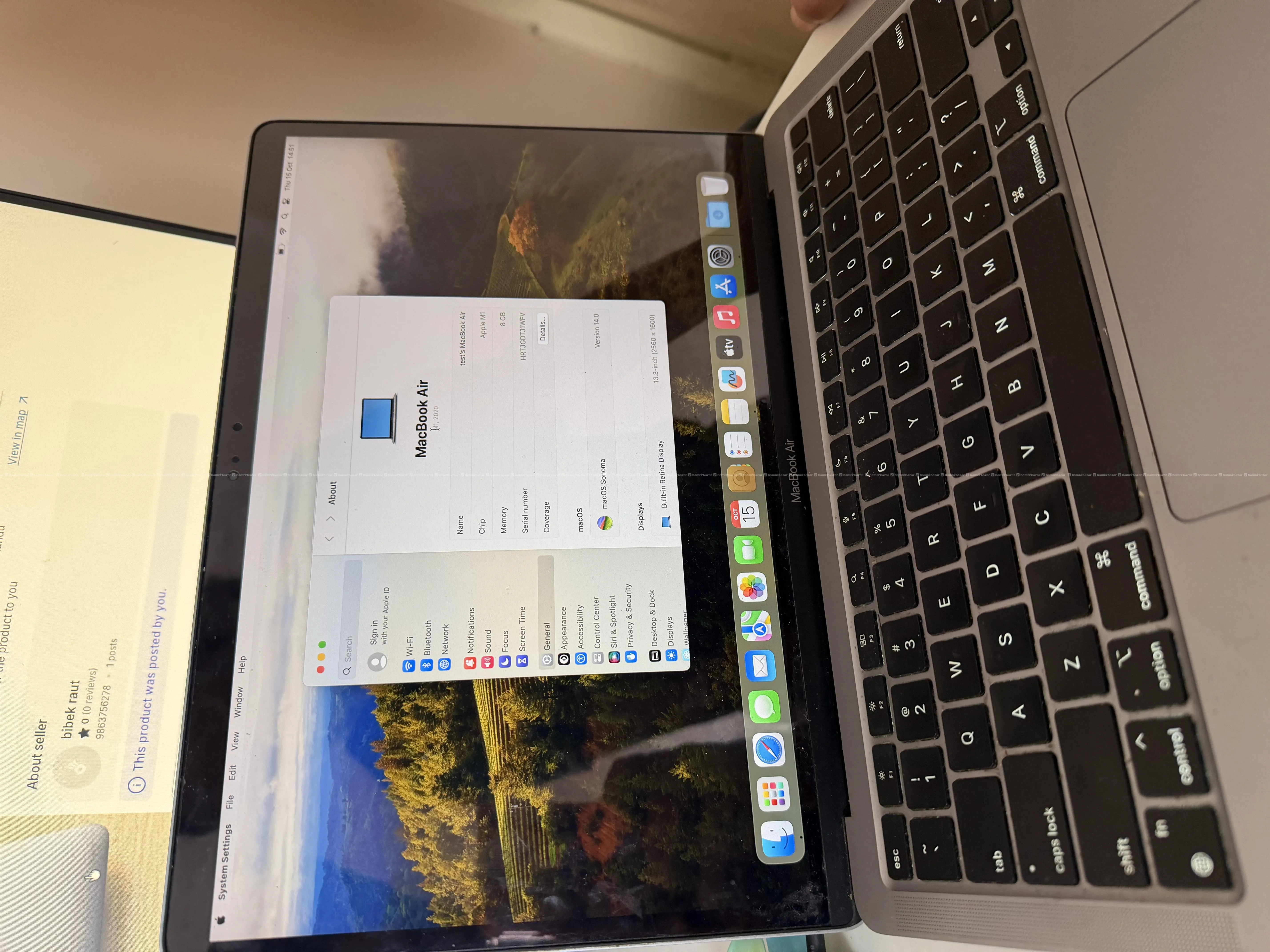 Apple MacBook Air M1 for sale.