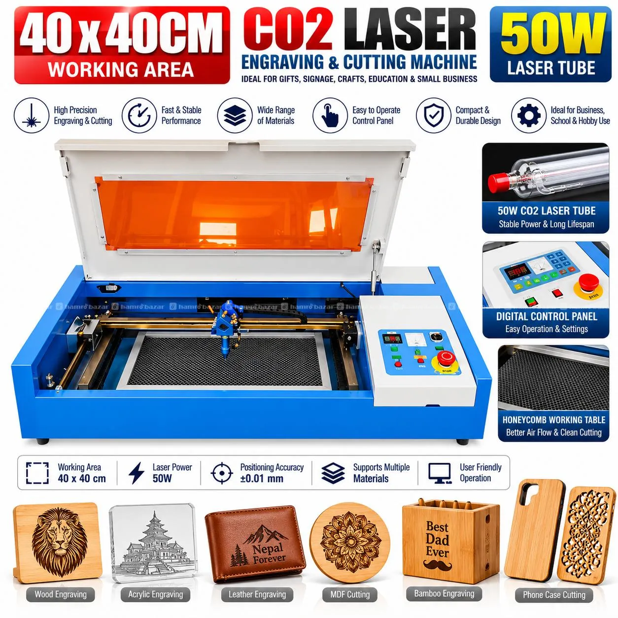 Co2 Laser & Engraving Machine Size 40*40CM 50W