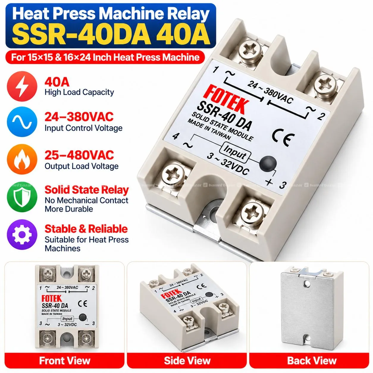 Heat Press Machine Relay for 16*24  SSR-40DA 40A