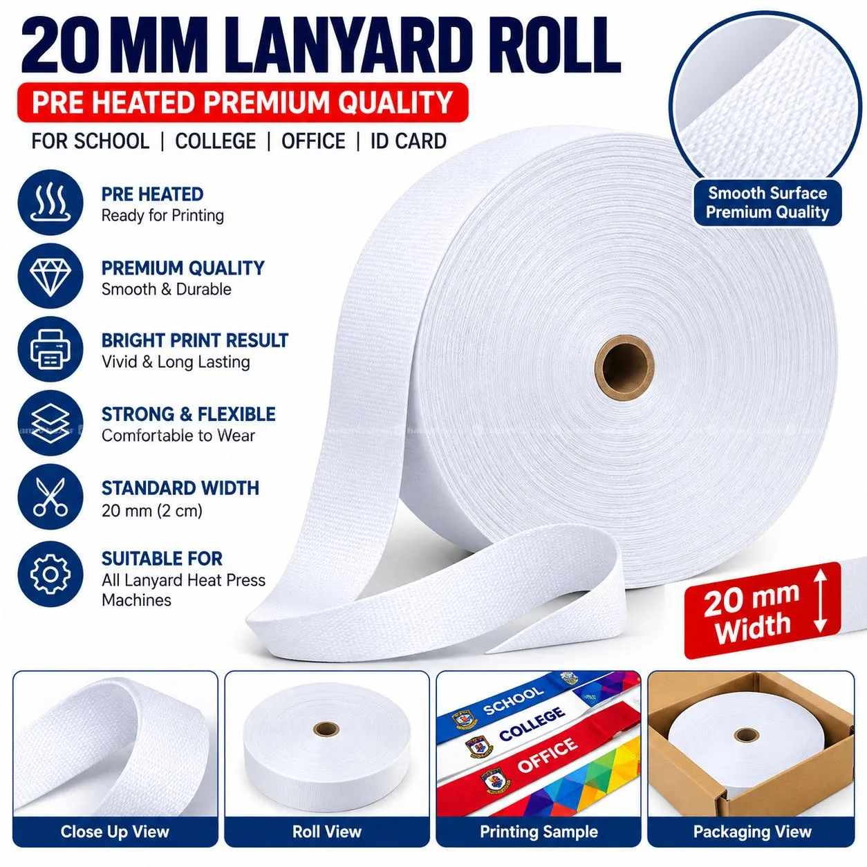 20mm Lanyard Roll Pre Heated Premium Quality