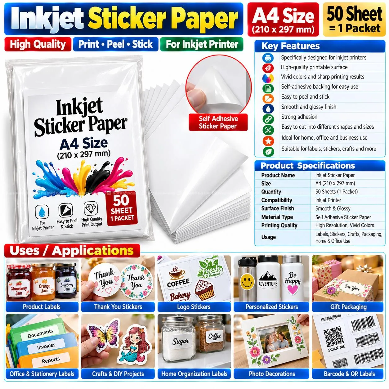 Inkjet Sticker Paper A4 Size 2