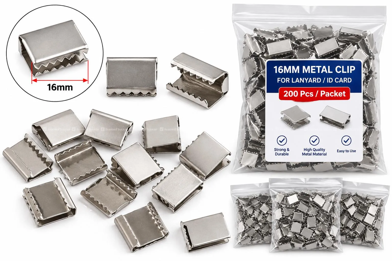16mm Metal Clip for Lanyard ID Card 200 Piece Pkt