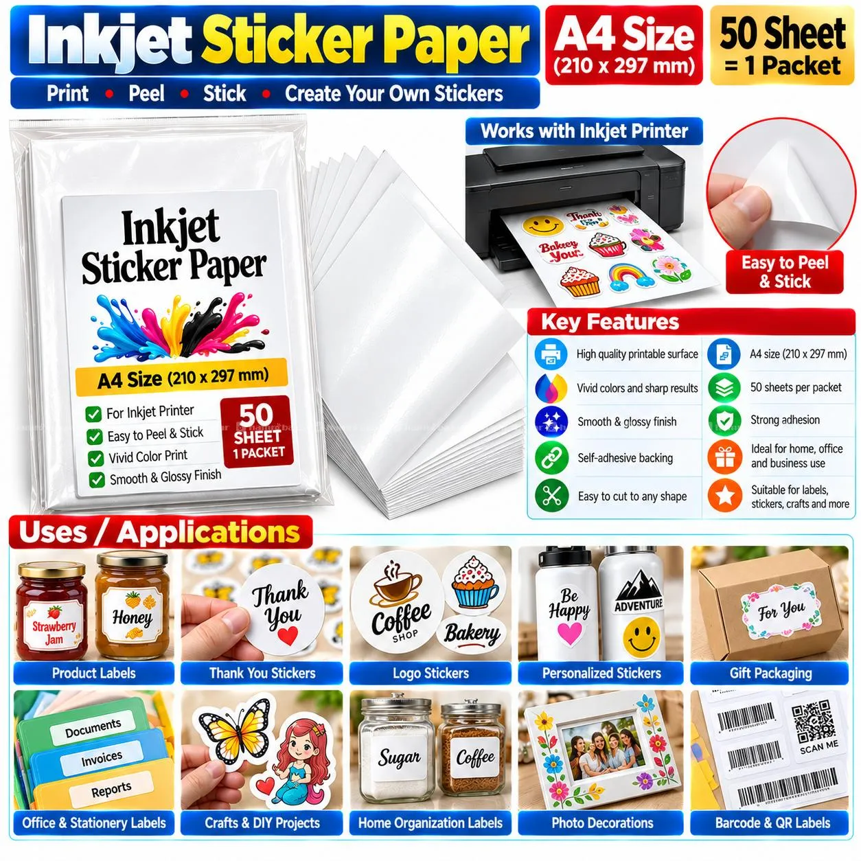 Inkjet Sticker Paper A4 Size 3