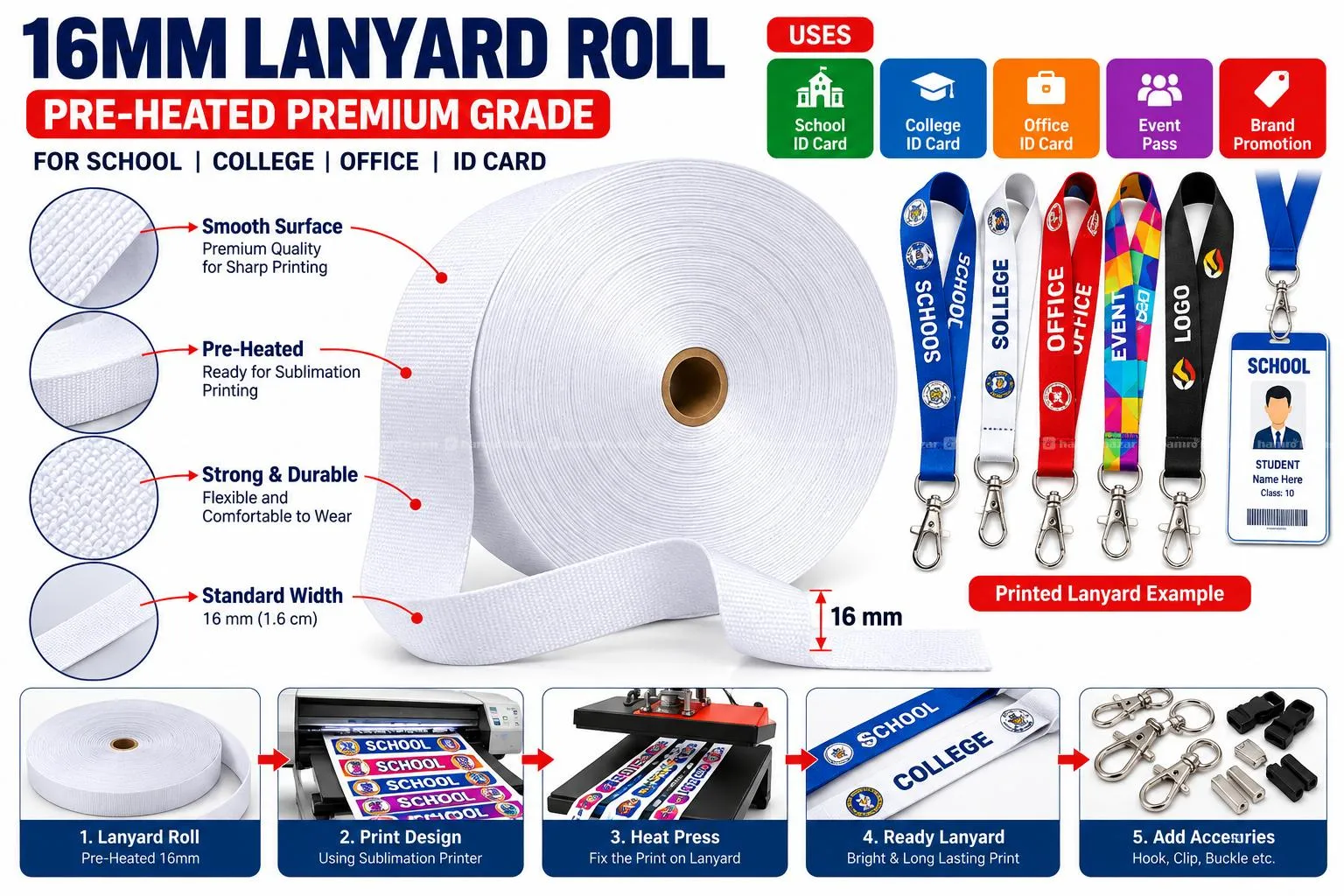16mm Lanyard Roll Pre Heated Premium Quality 2