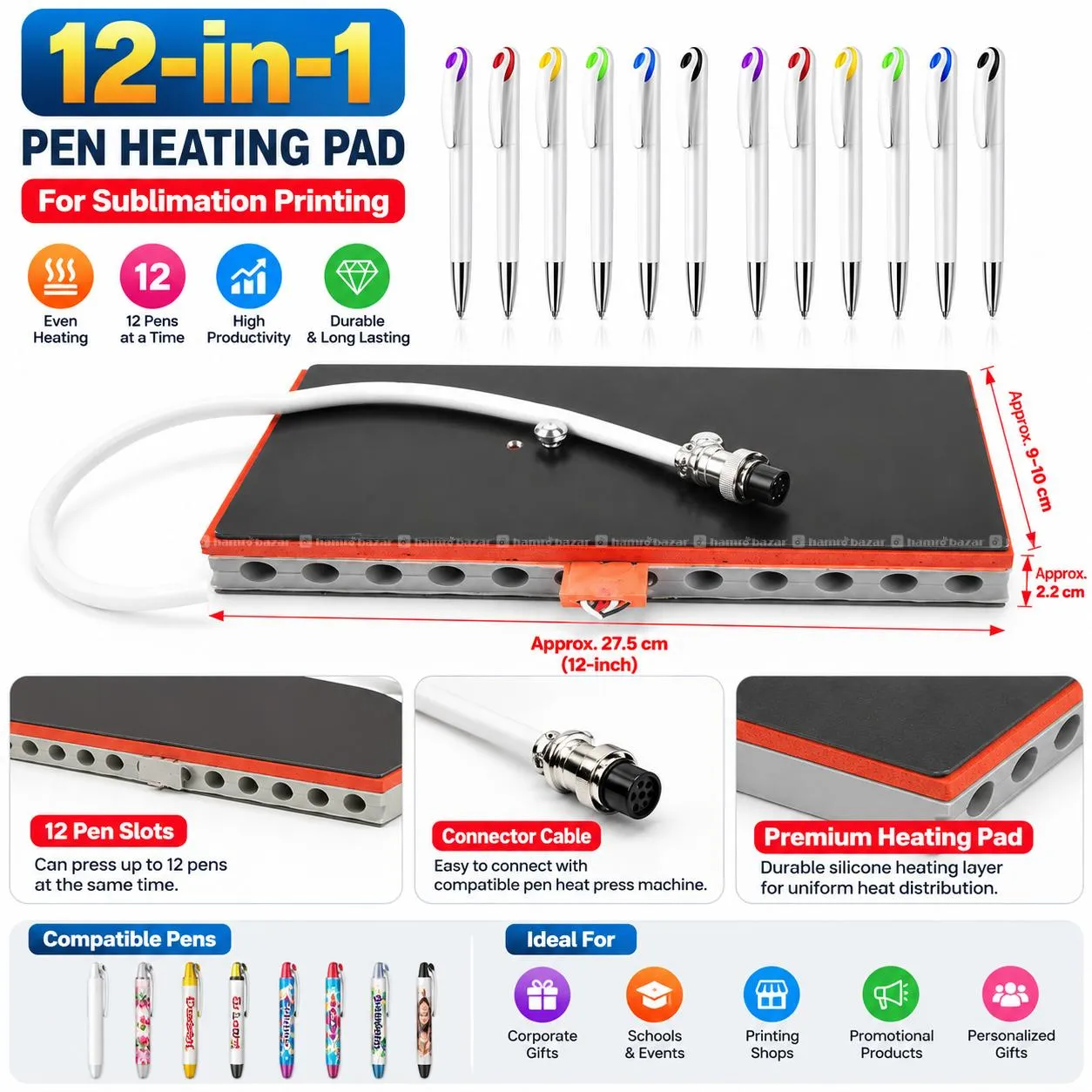 12-1 Pen Printing Heat Press Machine Pad