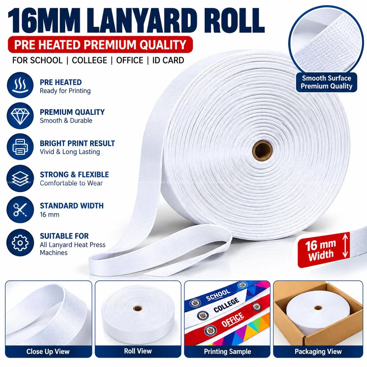 16mm Lanyard Roll Pre Heated Premium Quality