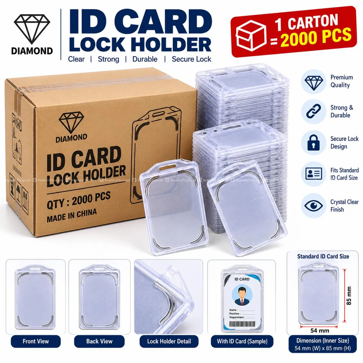 ID Card Lock Holder 1 cartoon = 2000 Pcs