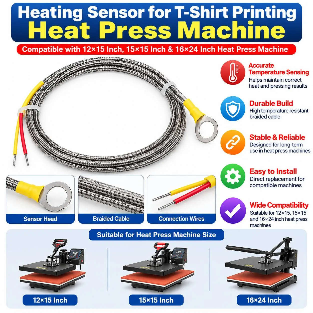 Heating Sensor for  12*15 15*15 16*24Heatpress