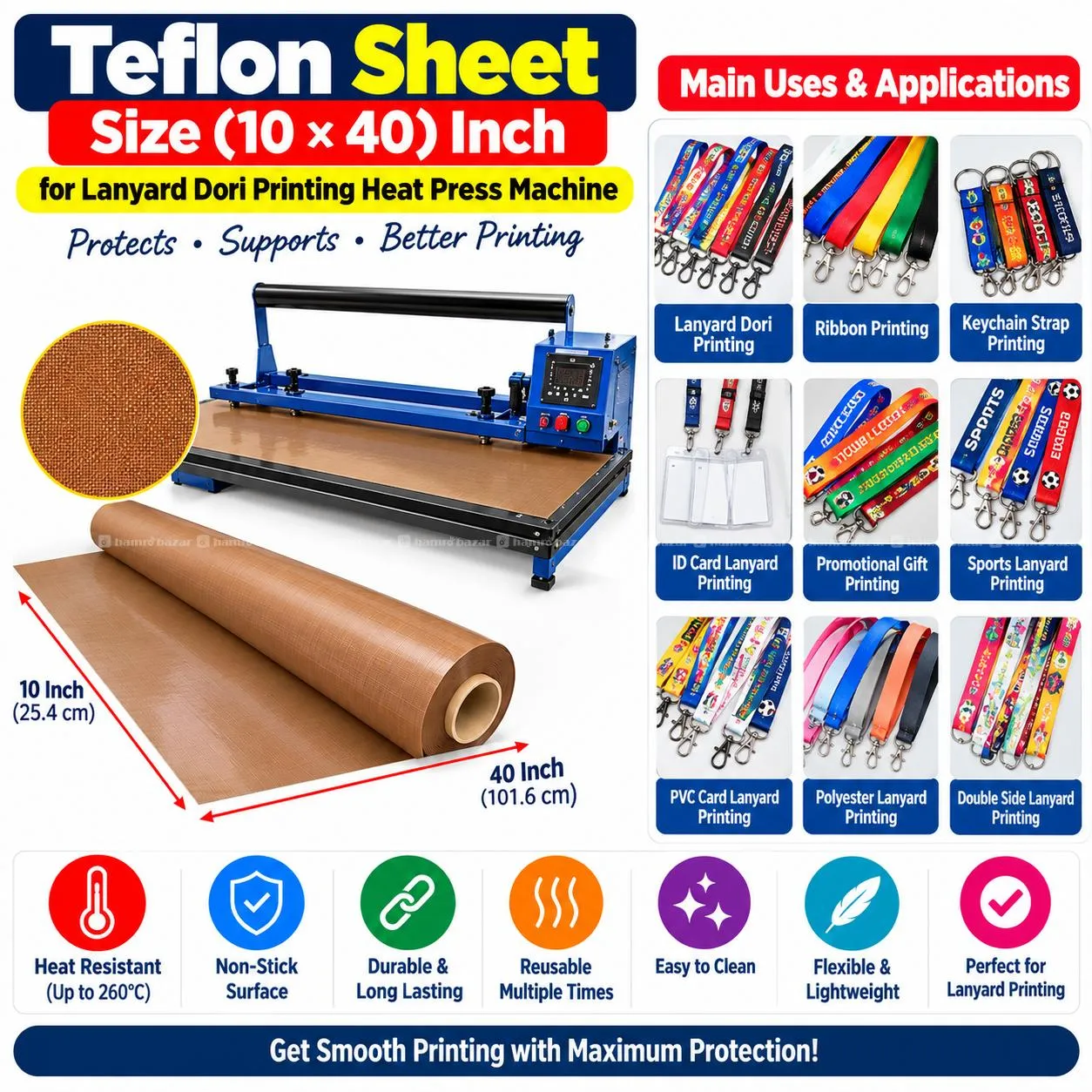 Teflon Sheet Size 10*40 Inch Lanyard Heat Press 2