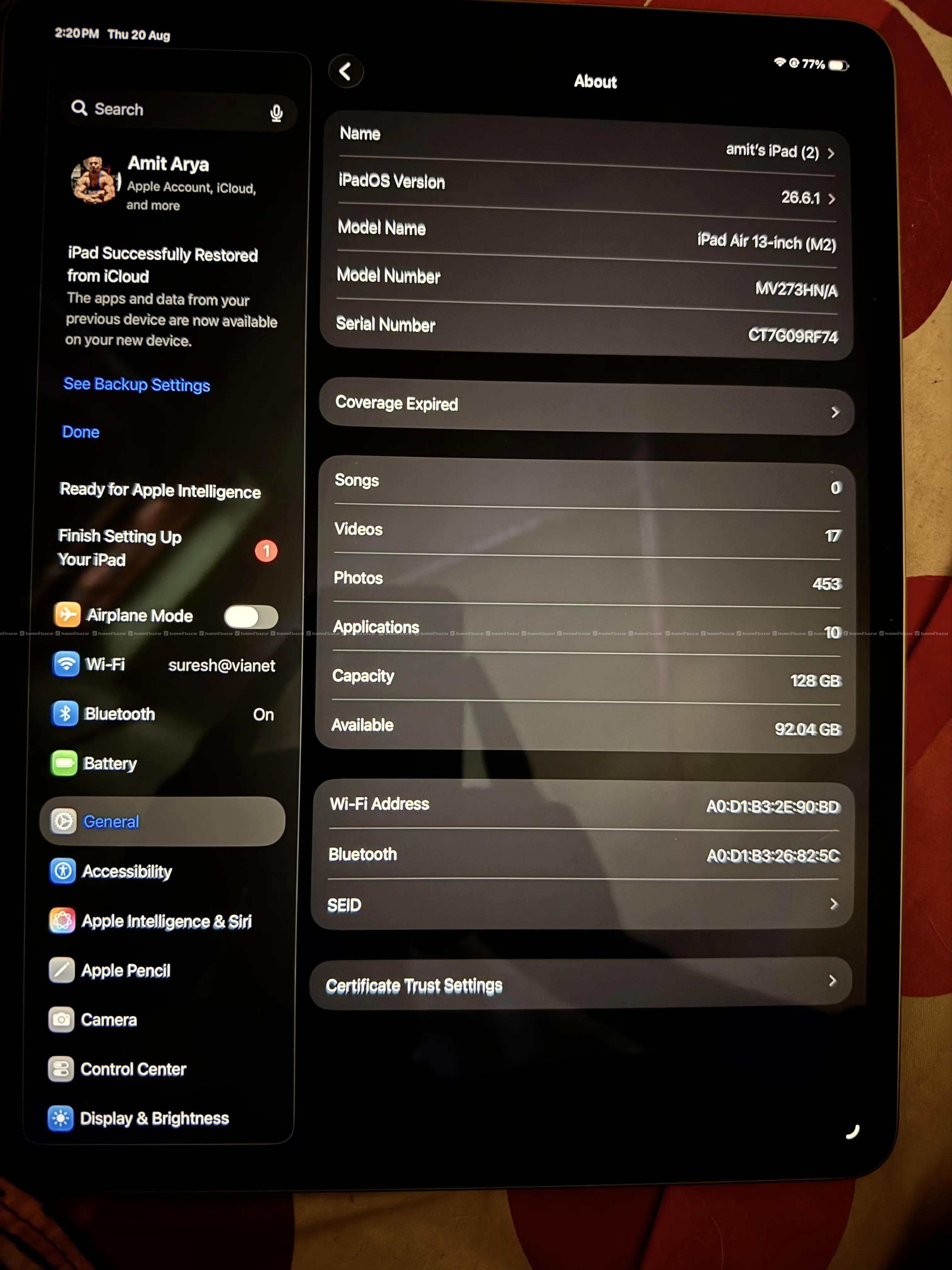 ipad air M2 128GB 13inch WiFi 1st use 2025 3