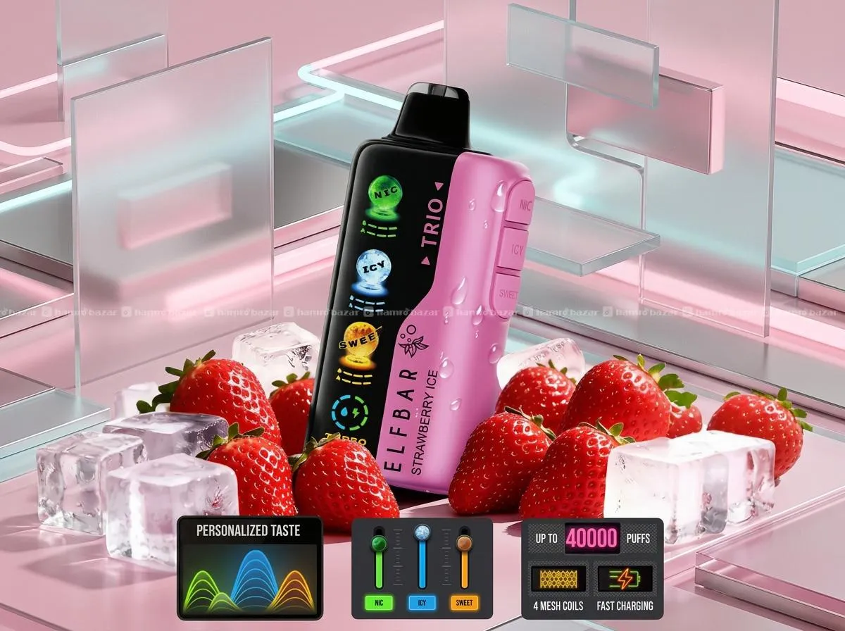 ELFBAR TRIO Strawberry Ice 40k Puffs Vape, Genuine