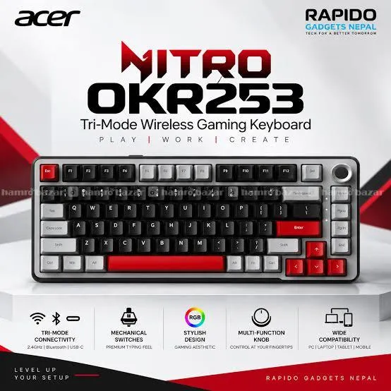Acer Nitro OKR253 Tri-Mode Gaming Keyboard