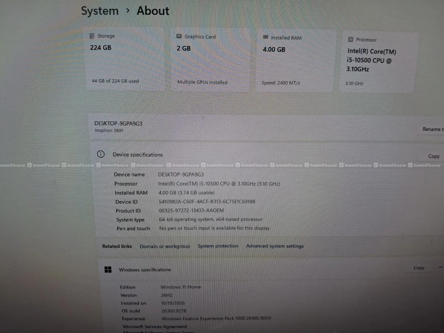 Dell Core I5 10Th Gen CPU+NVIDEA GTX 1050 2GB GPU 4
