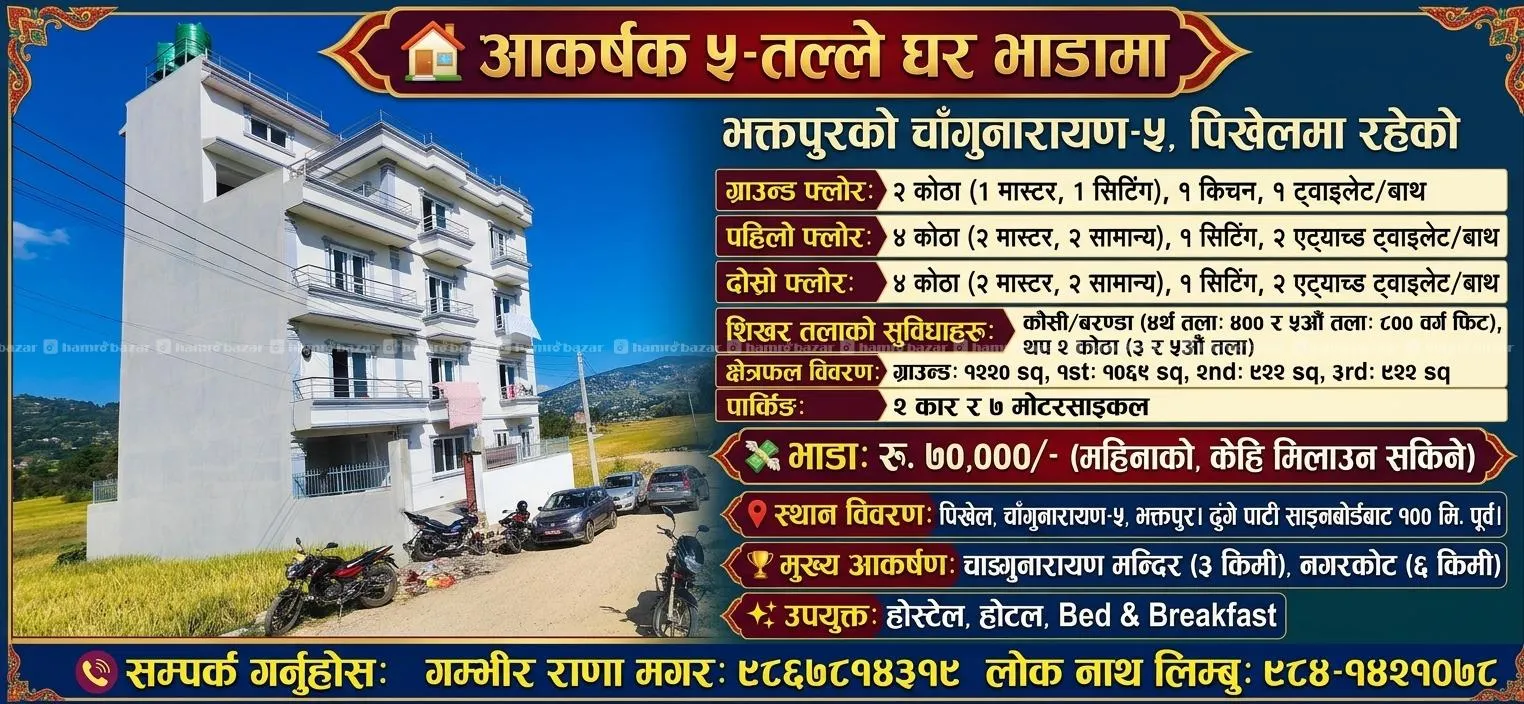 5 STOREY HOUSE ON RENT - CHALING 5 BHAKTAPUR