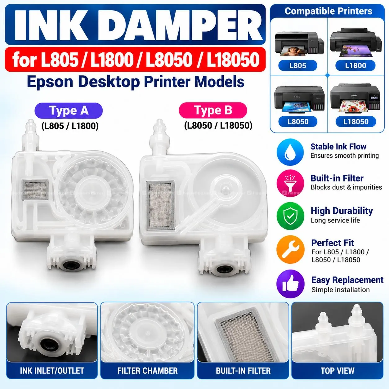 Damper for L805/L1800/L8050/L18050 Model Printer