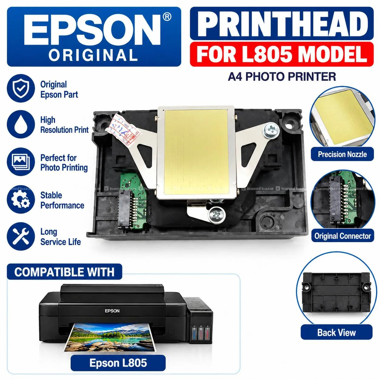 Epson Original Printhead L805 Model A4 Printer