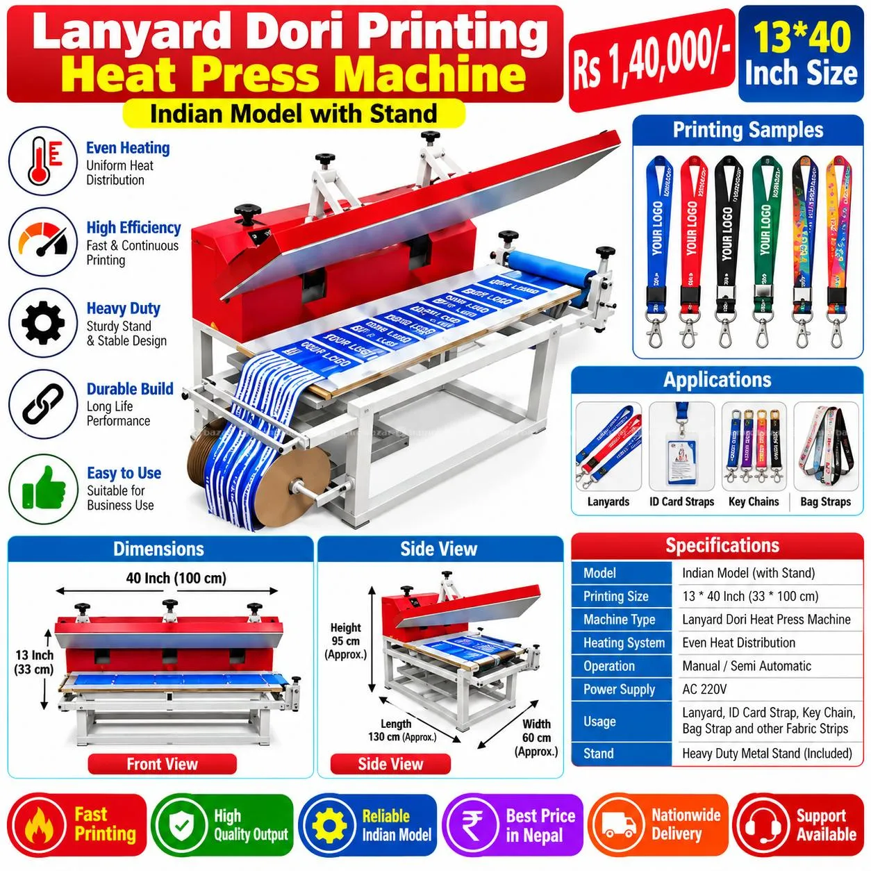Lanyard Dori Printing Heat Press Machine 13*40Inch